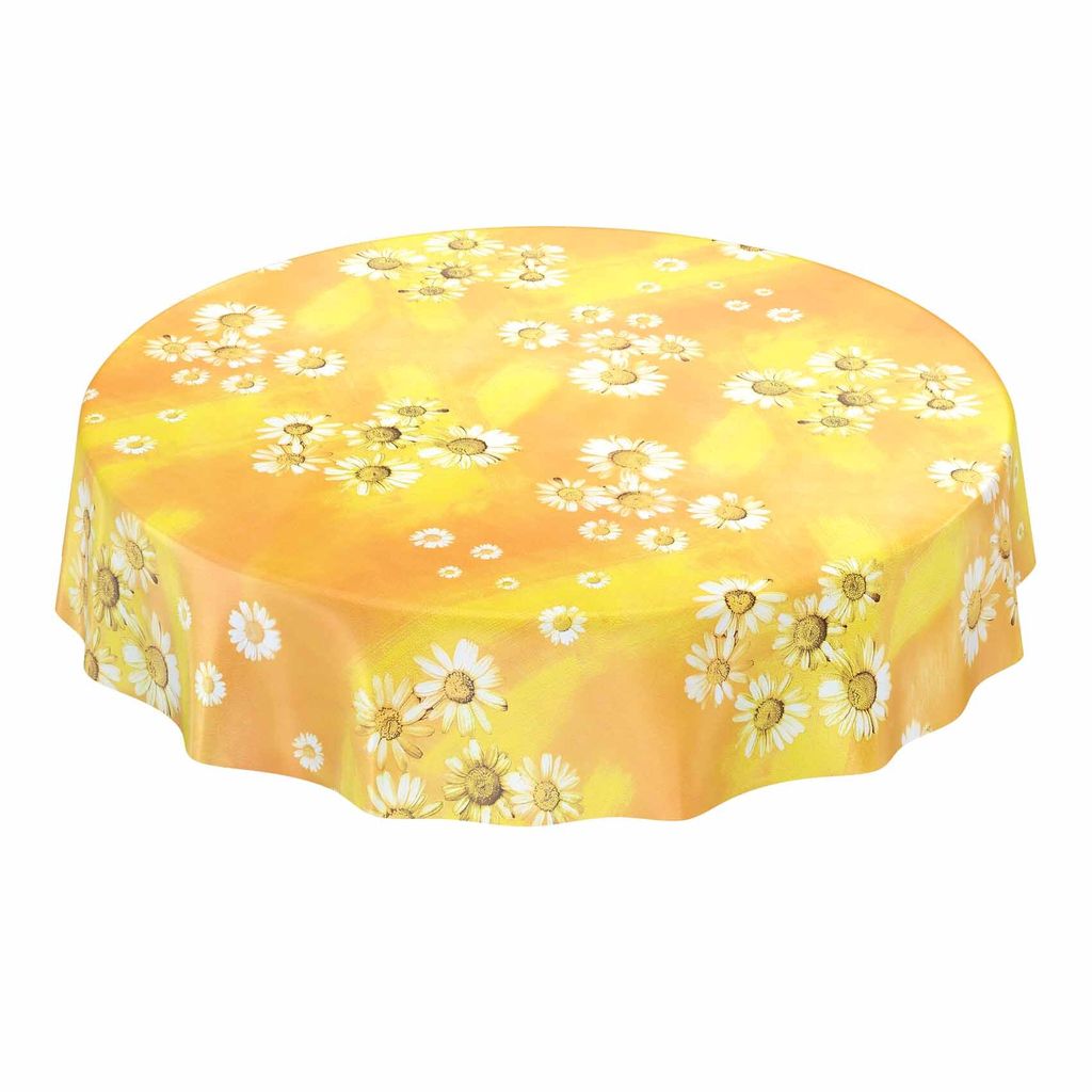 Tischdecke Wachstuch Blumen Gelb Robust Wasserabweisend Produktbild 