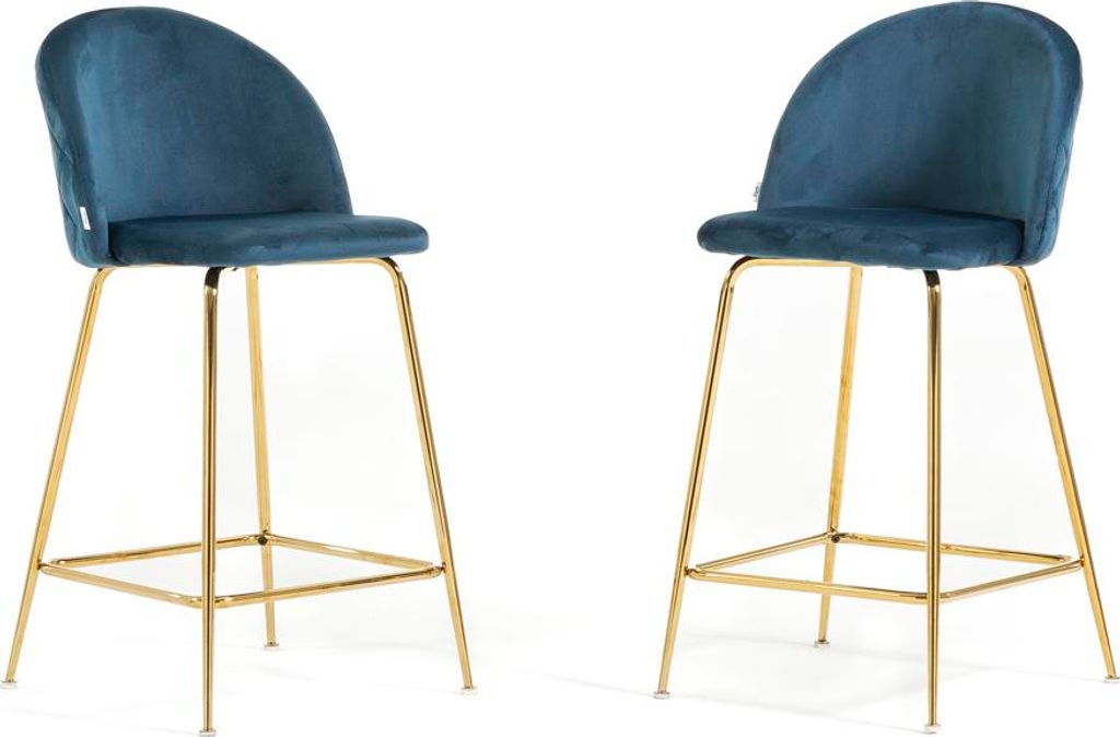 Set mit 2 Innenhockern aus gepolstertem Samt mit Metallbeinen – modernes, elegantes Design, ideal für Kücheninseln und Essbereiche – SARA XL ...