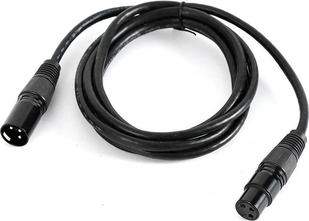 DMX-Kabel - 3-pol XLR Stecker auf Buchse - 2 m - Geschirmt - Für Bühnenbeleuchtung, Moving Heads & PAR - Robust - Schwarz