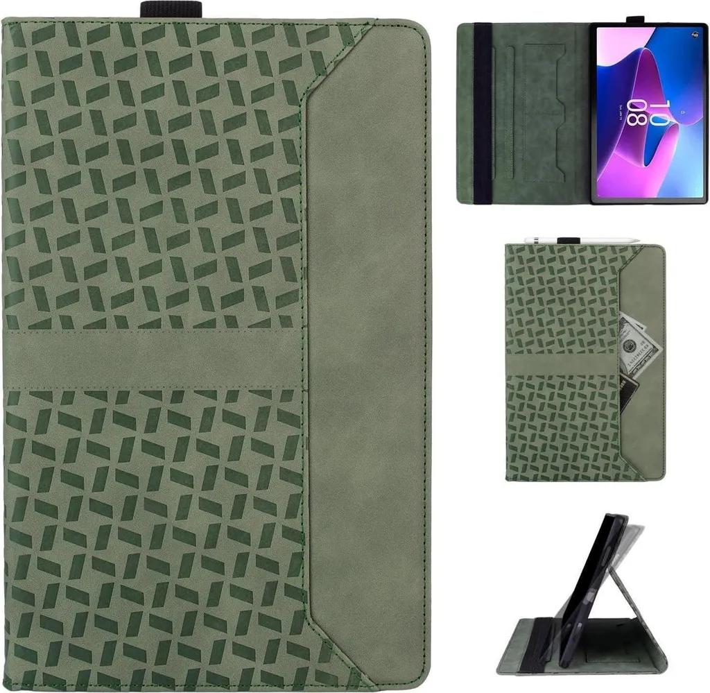 Étui pour Lenovo Tab M10 Plus 3ème Gen 10.6 2022 en simili cuir vert
