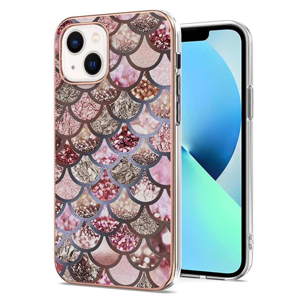 Custodia per iPhone 15 con motivo in silicone TPU antiurto Rosa