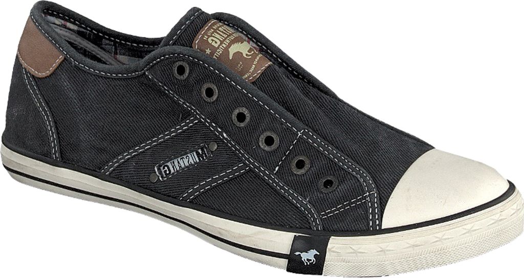 Mustang Herren Sneaker Slipper Halbschuh metallische Ösen sportiv 4058-405, Größe:44 EU, Farbe:Schwarz