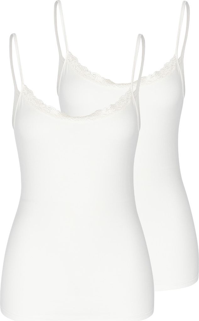 Nina von C. 2er Pack Cosy Spaghetti Top Spitze am Dekolleté , Weich, anschmiegsam und hautfreundlich, Ressourcenschonendes Material