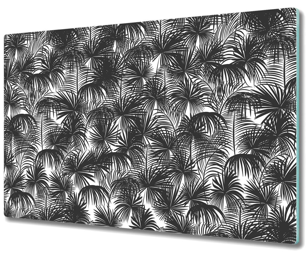 Glas Schneidebrett Herdabdeckplatten Schneideplatten - 80x52 cm - Schwarze Palmen