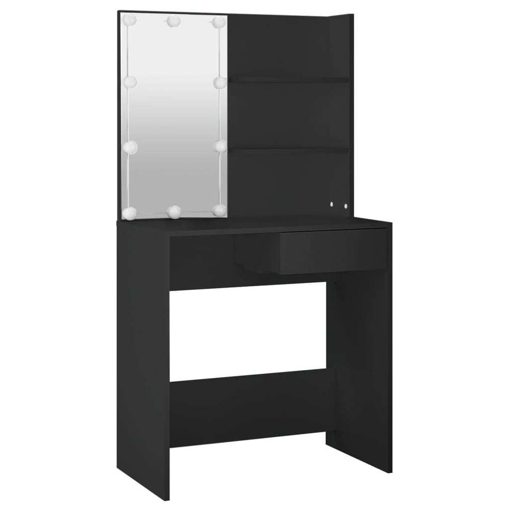 vidaXL Toaletka z oświetleniem LED czarna 74,5x40x141 cm Zdjęcie produktu 