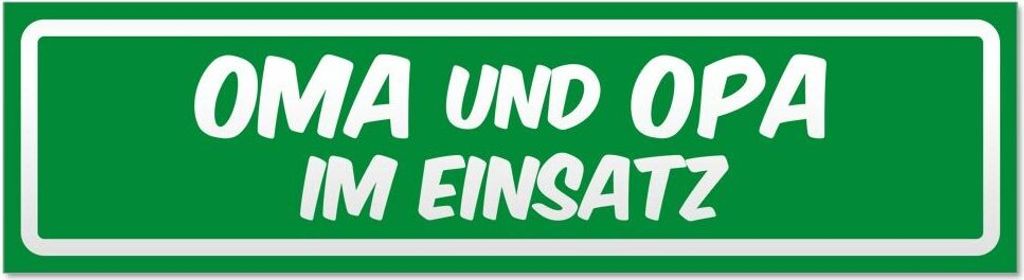 Kiwistar - Autoaufkleber - Grün - 30 x 8 cm - Oma und Opa im Einsatz invertiert - Hinweis Aufkleber Sticker für Auto, Kfz, Fahrrad, PKW, LKW