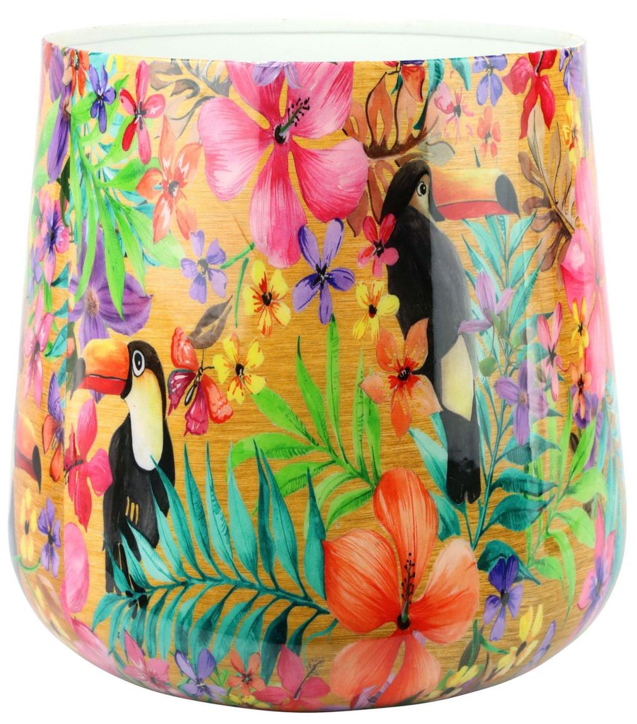 FURNARO Übertopf Paradise bird - Bunter Blumentopf aus Produktbild 
