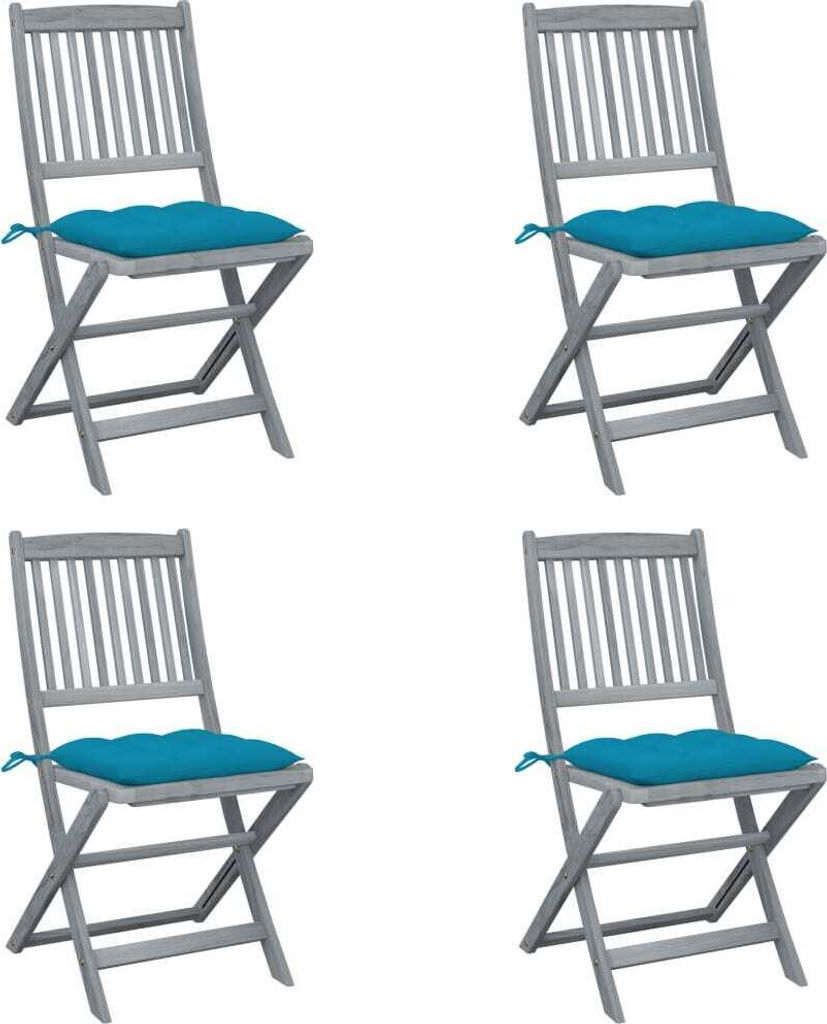 The Living Store Klappbare Gartenstühle 4 Stk. mit Kissen Massivholz Akazie
