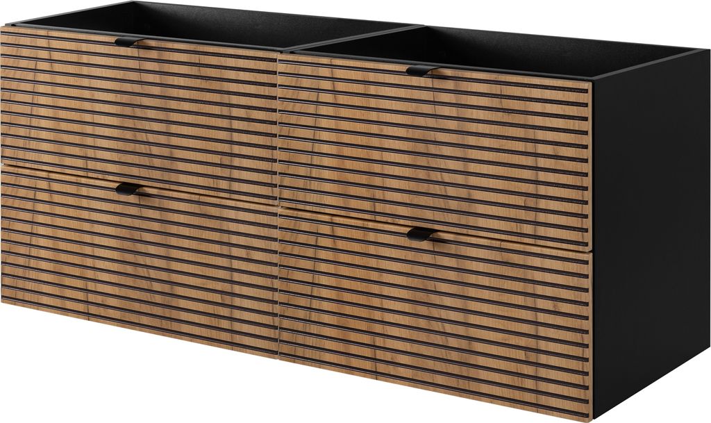 Badezimmerschrank, Schwarz mit goldener Griff, 120 x 57 x 46 cm