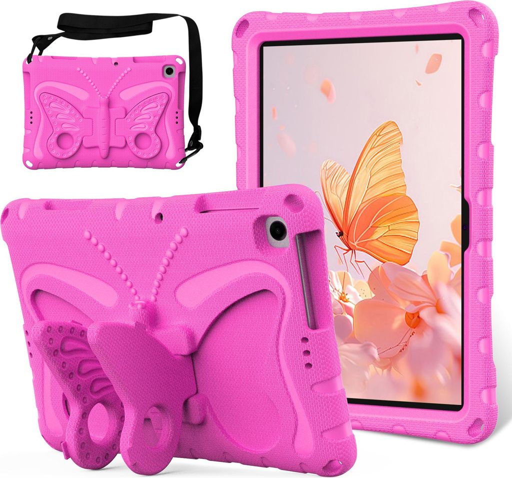 Kinder Hülle für Lenovo Tab M10 10,1" 3rd Gen TB-328F 2022 Leicht Stoßfeste EVA Kindgerechtes Schutzhülle mit Schultergurt, Schmetterlings-Stä...