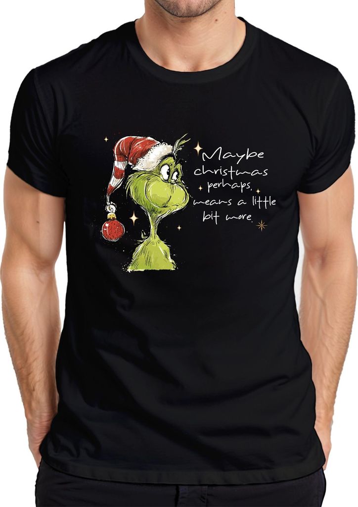 Maybe Christmas means a little bit more Grinch Weihnachten lustig Herren T-Shirt, Schwarz, L