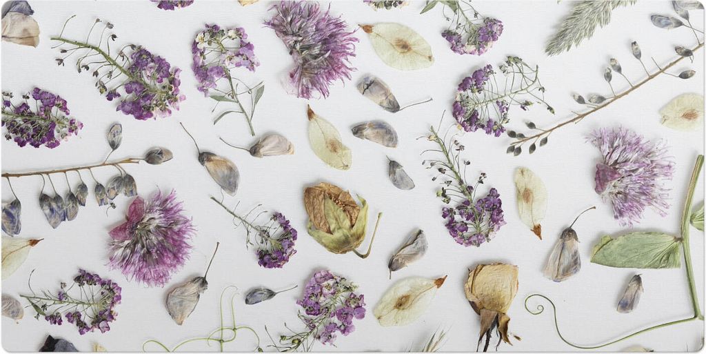Trockenblumen-Puzzle– Schreibtischunterlage – Schreibtisch Tischunterlage – 120x60 cm – Unterlage Groß Schreibtischmatte