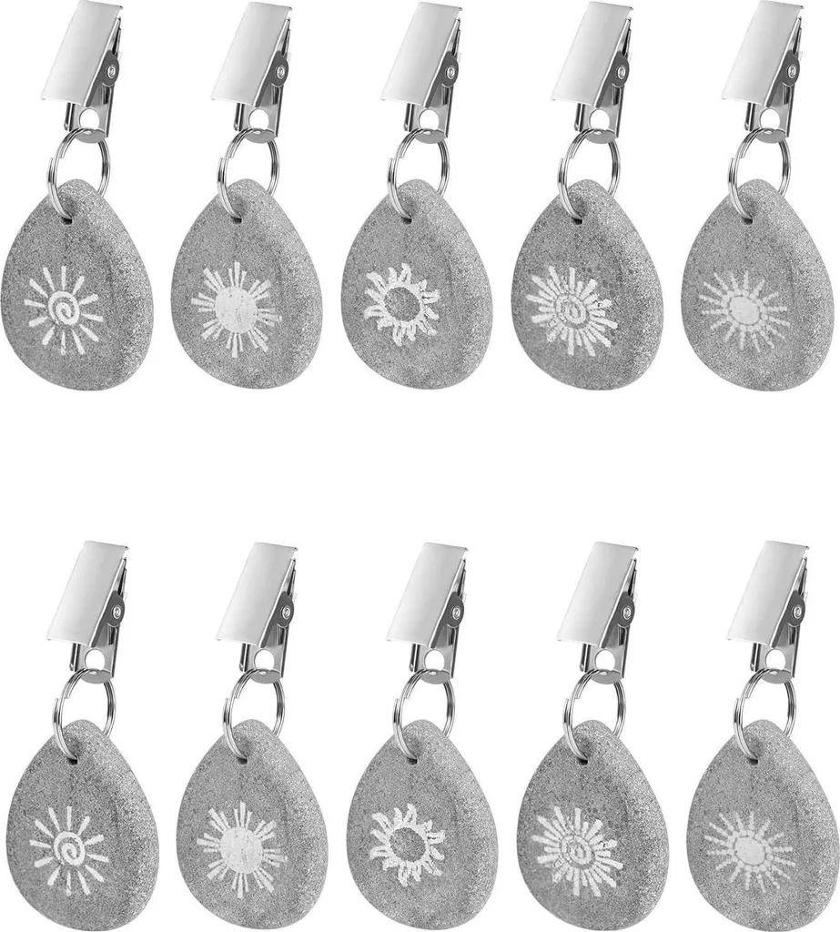 Poids de Nappe avec Pince en Acier - 10 Lestages en Pierre Décor Soleil