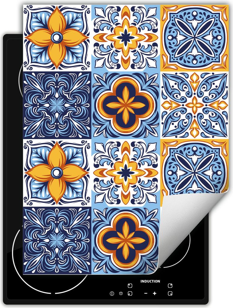 DarHaus Herdabdeckplatte Einteilig Küche Abdeckplatte für Glaskeramikfeld Abdeckung Induktionskochfeld Aufrollbare Matte 40x52 cm, blau - Mosaik