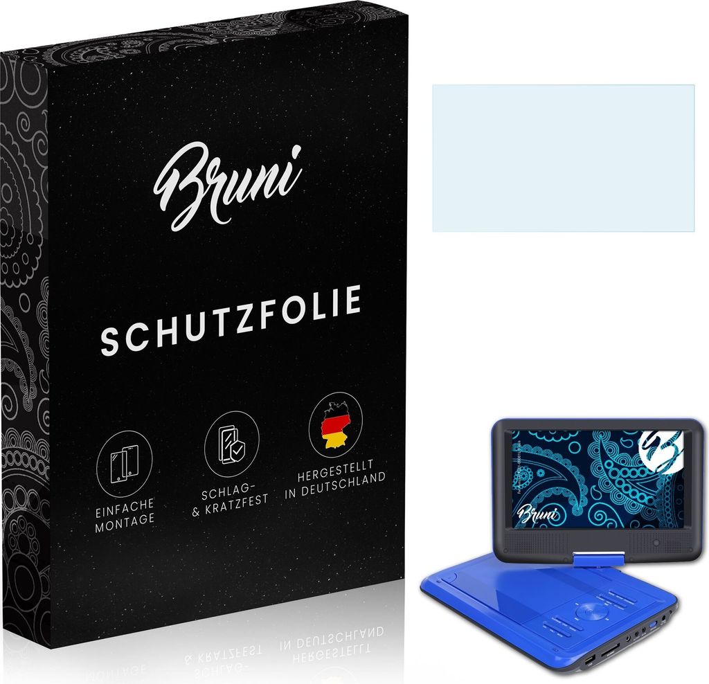 Bruni Basics-Clear 2x Schutzfolie kompatibel mit Pumpkin PD01-09001L 9 Inch Folie