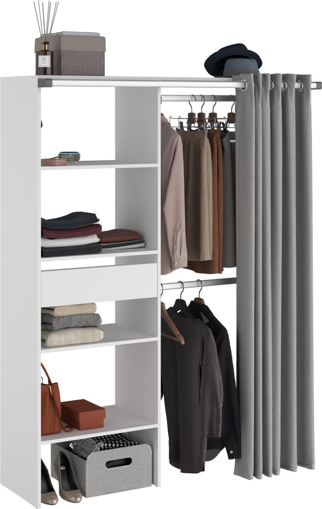 BARI Armoire non extensible blanc 1 tiroir - L 143,5 x P 48 Image du produit 