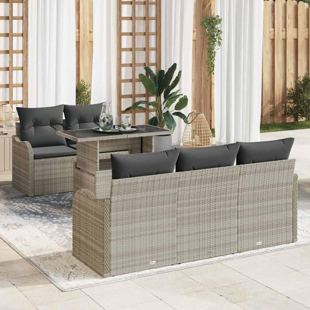Maison Exclusive - Gartensofa-set mit Kissen 6 pcs Hellgrau Poly-Rattan