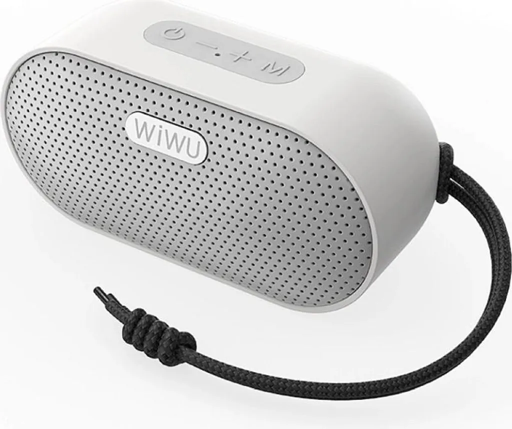 WiWU Altoparlante Bluetooth Bianco IPX6 - Cassa Portatile con Tracolla