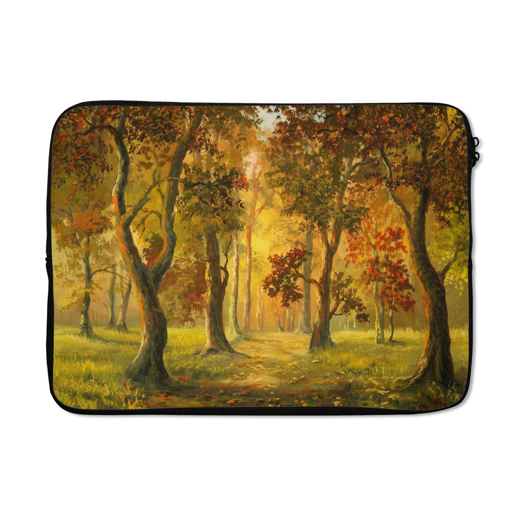 MuchoWow Laptop Hülle 13 Zoll Eine Illustration eines Waldes in der Herbstsonne Laptoptasche - Laptophülle - Sleeve - Rundumschutz