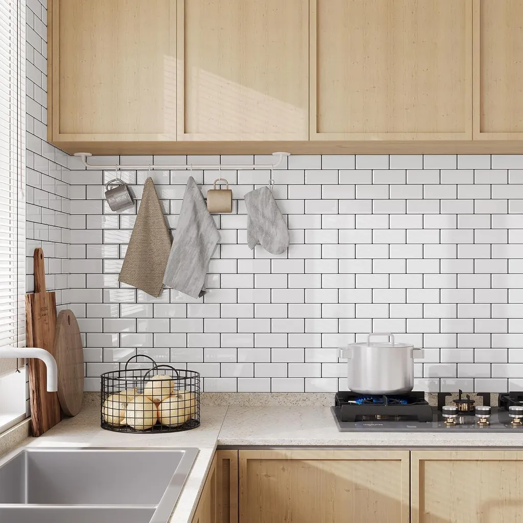 Yoillione Crédence Adhésive 3D Blanche et Noire pour Cuisine - 10 Pièces