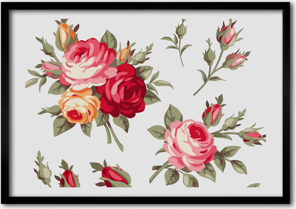 Bild - Bilder - Bilderrahmen - 70 cm x 50 cm - MDF-Rahmen, Wandkunst Rosen