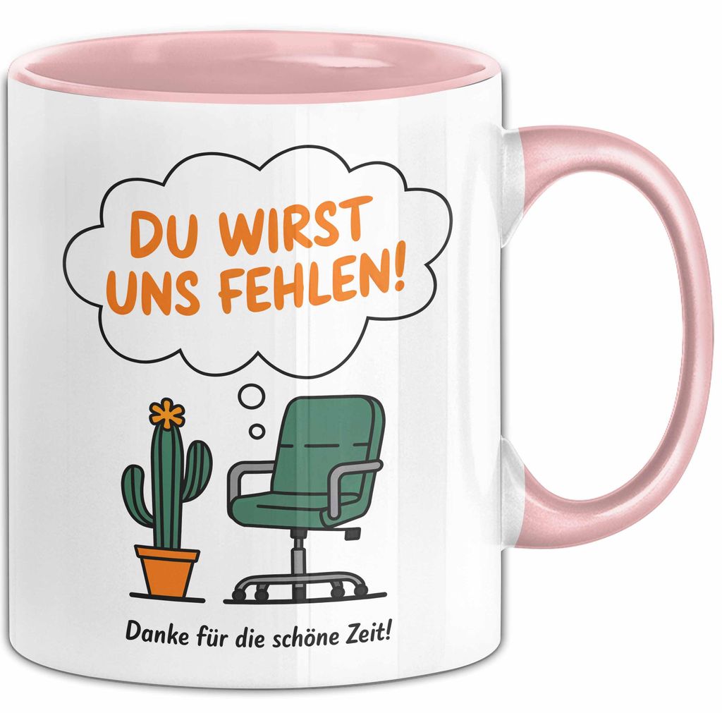 Büroarbeit Kollege Abschied Tasse Geschenk Lustige Geschenkidee Spruch Du Wirst Uns Fehlen Danke Für Die Schöne Zeit (Rosa)