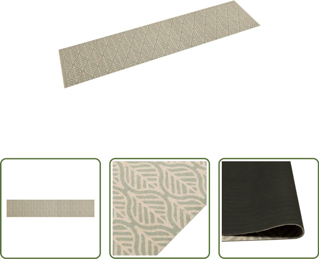 The Living Store Küchenteppich Waschbar Blätter 60x300 cm Samt