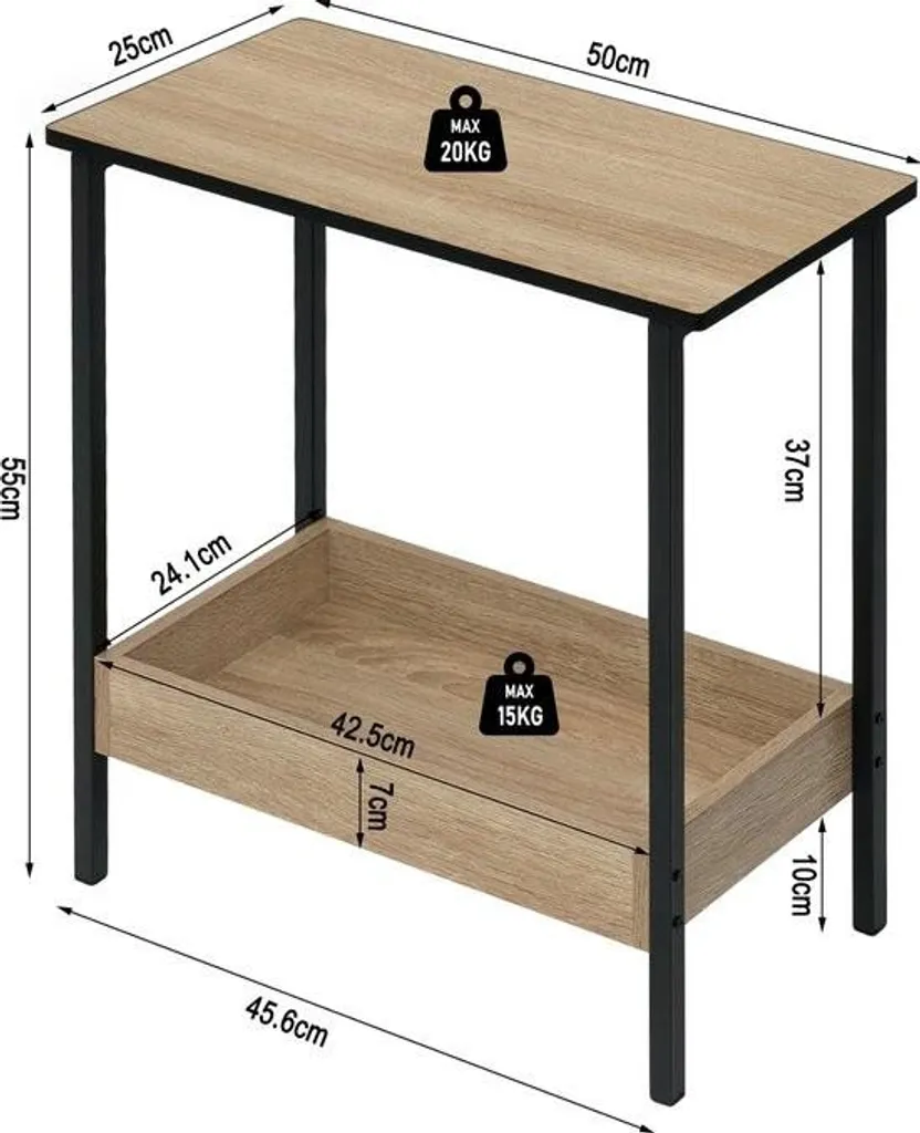 Table basse aspect bois chêne clair 100x60cm - Table d'appoint robuste - 2