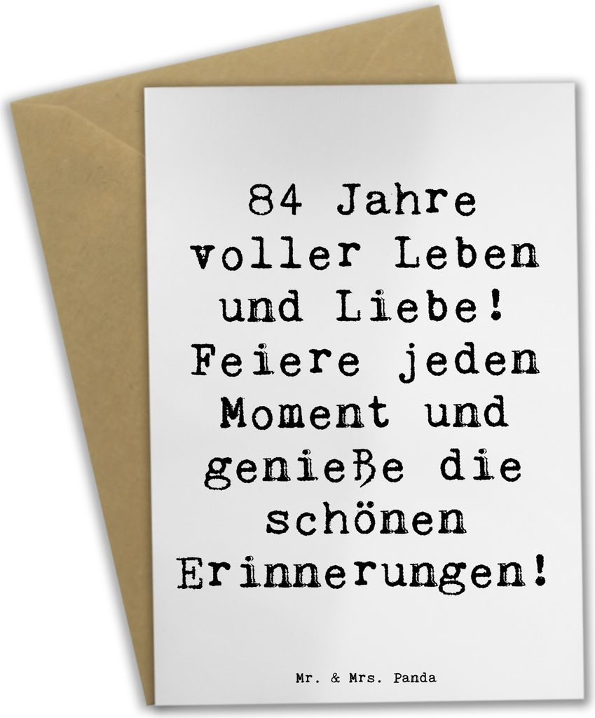 Mr. & Mrs. Panda babykarte Spruch 84. Geburtstag Leben und Liebe - Weiß - Geschenk, Grußkarten, Happy Birthday, dankeskarten, liebevolle Geschenk...