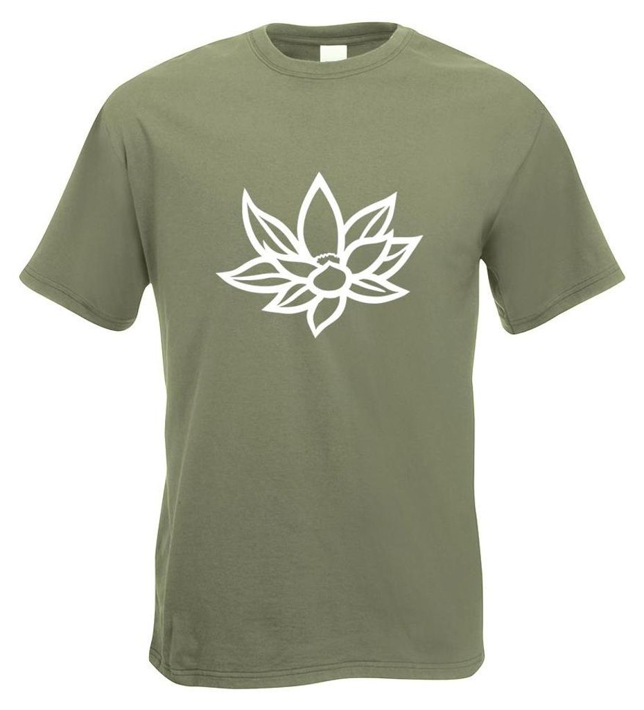 Kiwistar - T-Shirt - Olive - Lotos Blüte Seerose Motiv Bedruckt Funshirt Design Print - mit Motiv Bedruckt - Funshirt Design - Sport - Freizeit - ...