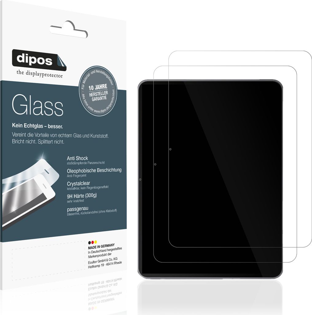 2x Schutzfolie für OnePlus Pad OPD2407 - Anti-Shock 9H Folie dipos Glass Kunststoffglas