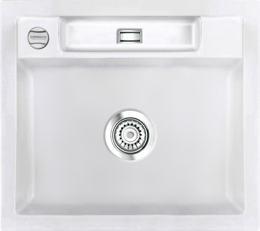 Spüle KeraDomo BELA 57 in GRÖNLAND mit Excenterbedienung / Systemceram / Keramikspüle