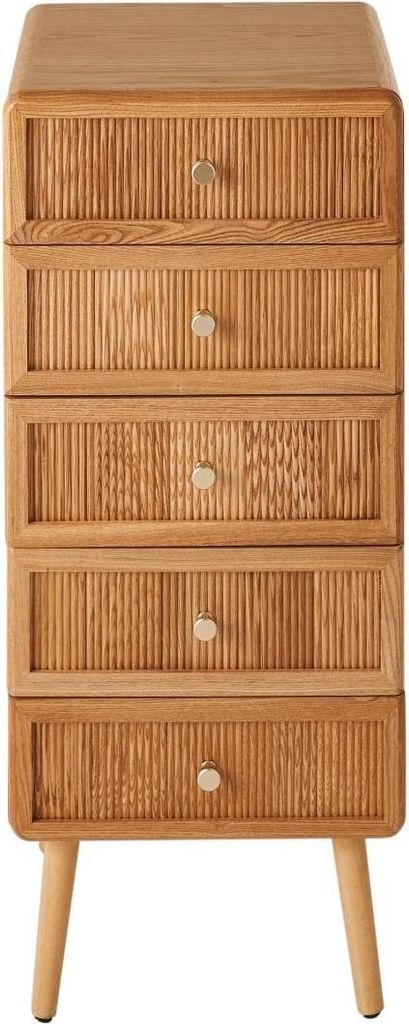 Kommode mit 5 Schubladen und Lamellenfronten, H 100 cm – Produktbild 