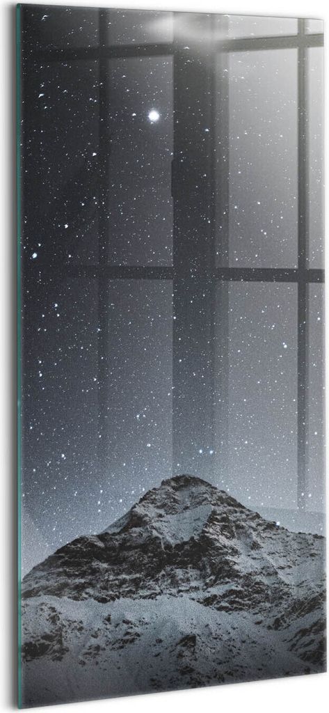 Designer Glasbild - Wandbild - Glas Bild - 50x100 cm - Berg In Einer Sternenklaren Nacht