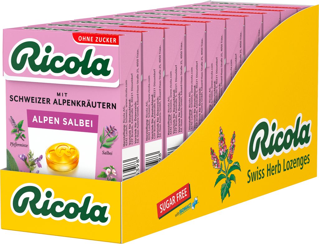 Ricola Alpen Salbei ohne Zucker (10x50g Packung) Produktbild 