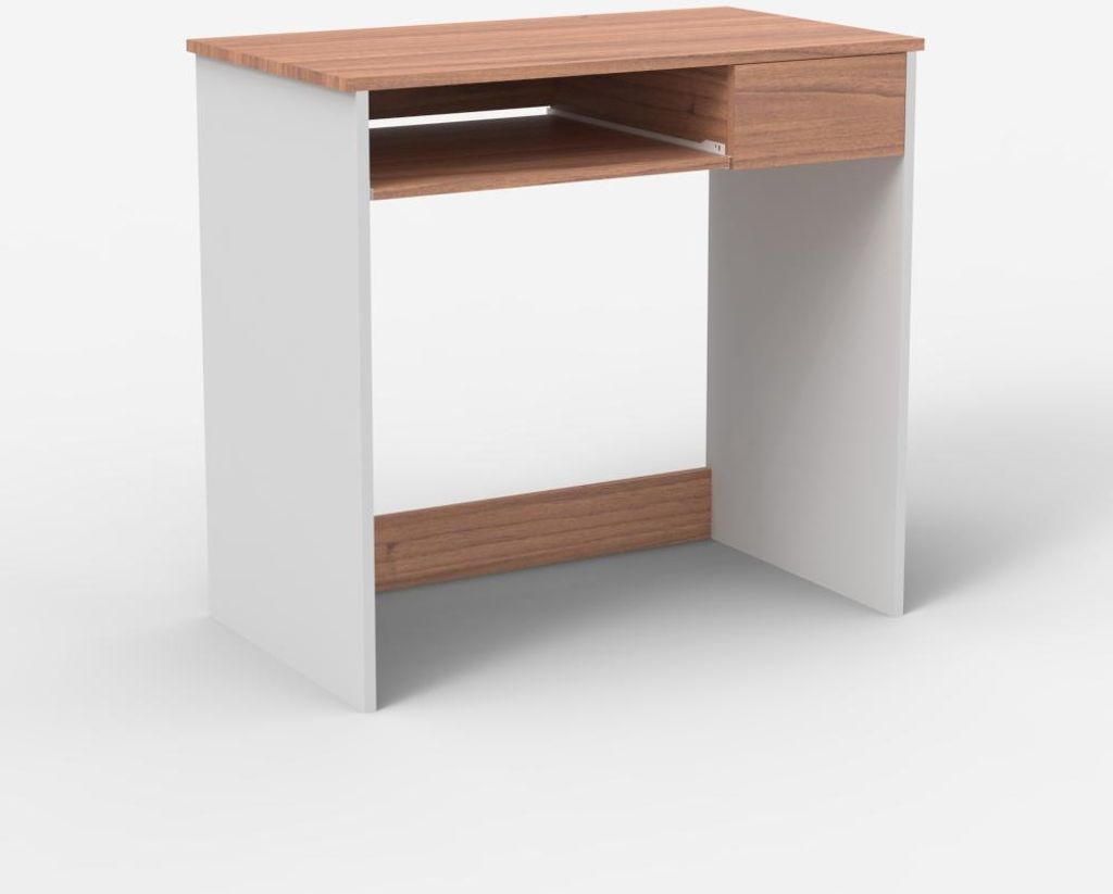 Platzsparender 80-cm-Schreibtisch Büro Arbeitszimmer in Weiß und Holz Madrid