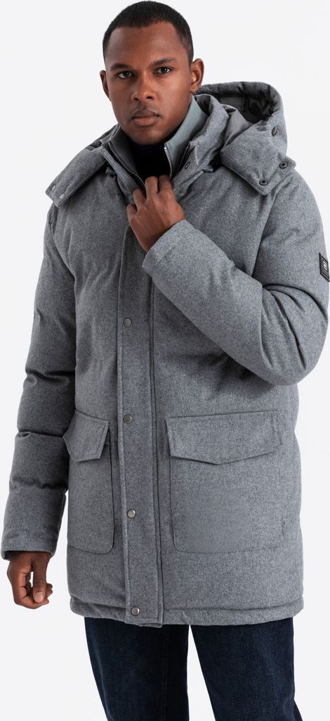 Ombre Clothing Pánska zimná bunda Birrissa šedá melanžová L Obrázok produktu 