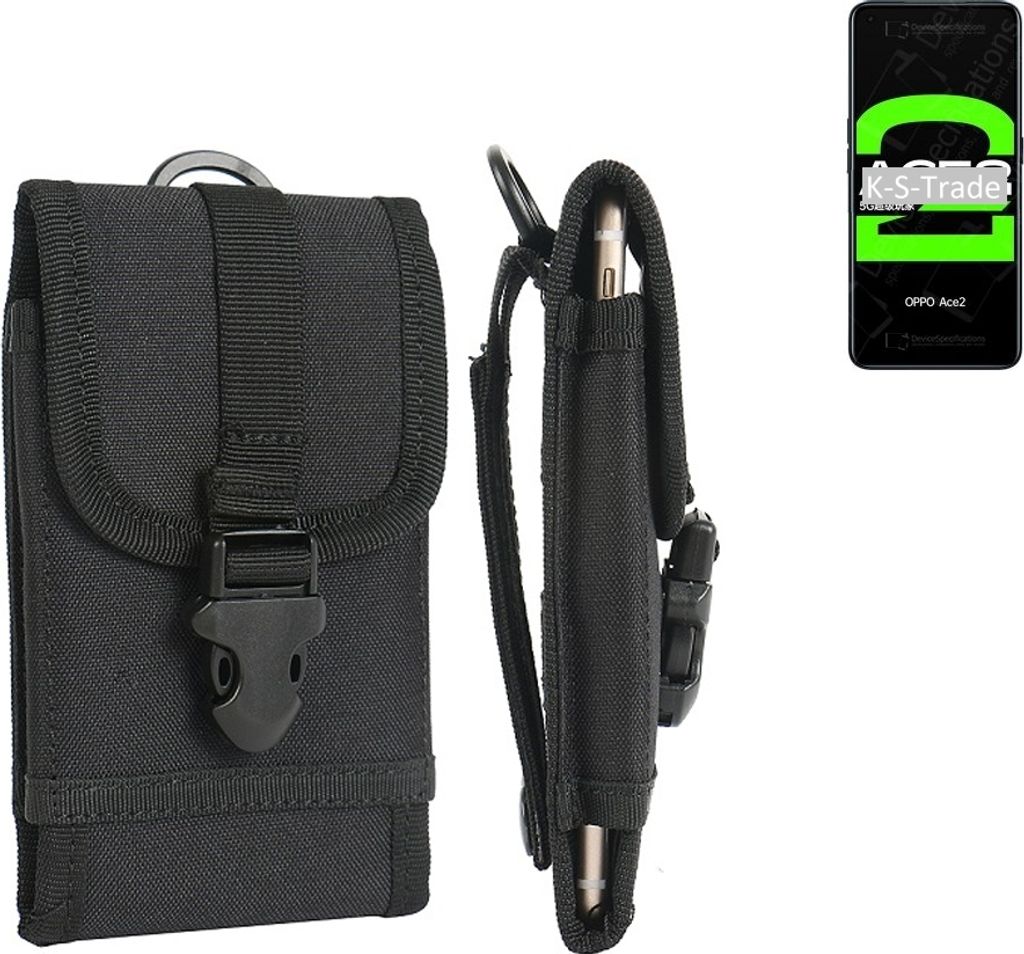 K-S-Trade Holster Handy Hülle kompatibel mit Oppo Reno Ace 2 Holster Handytasche Gürtel Tasche Schutz Hülle Robust Outdoor schwarz