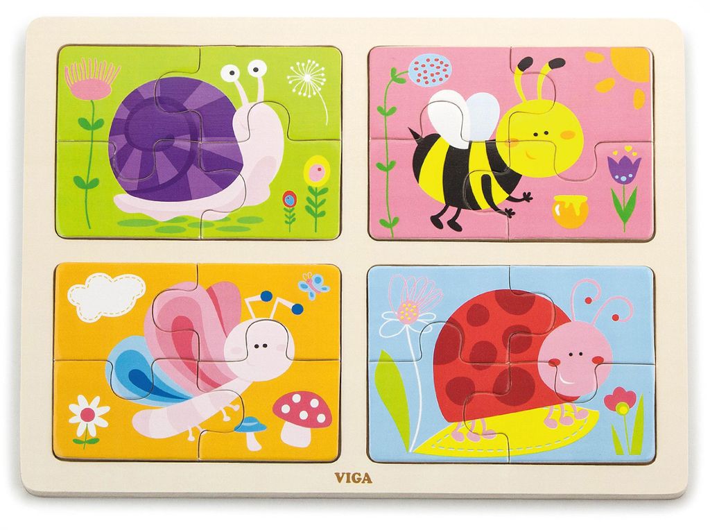 VIGA Holzpuzzle Insekten 4in1 Produktbild 