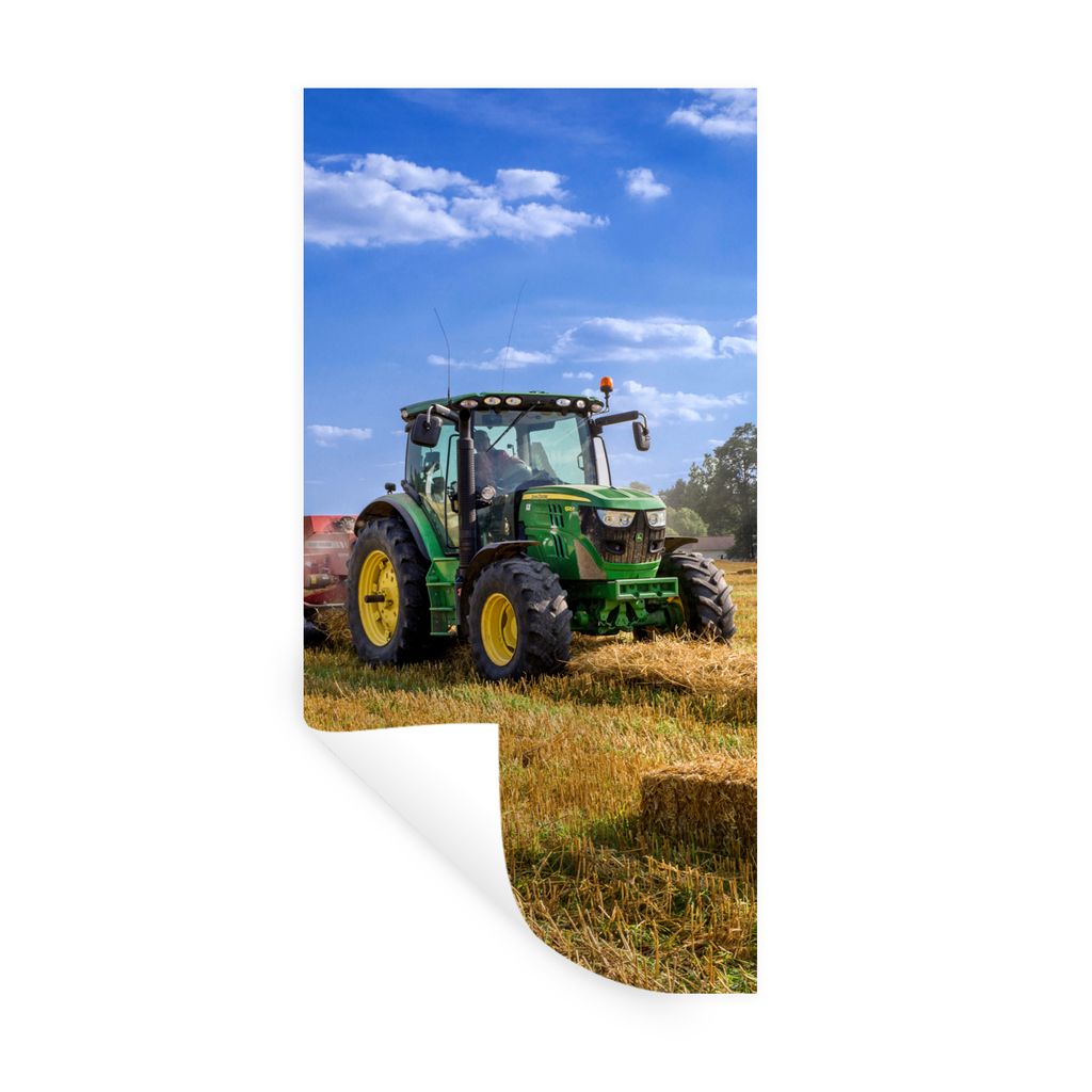 MuchoWow Wandtattoo Wandsticker Wandaufkleber Traktor - Bauernhof - Heu - Feld - Sonne - Landleben 80x160 cm Selbstklebend und Repositionierbar -...