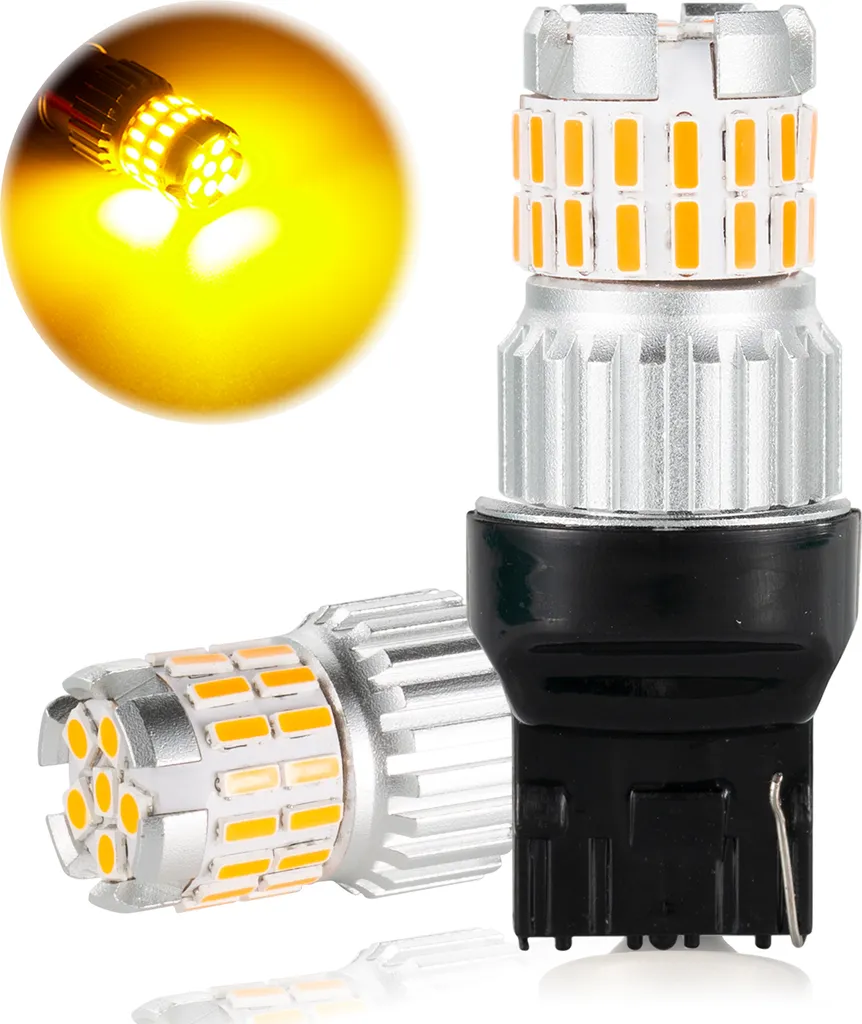 2pcs veloce dissipazione termica lampadina LED per auto Canbus luce impermeabile 6500K T20 luce gialla
