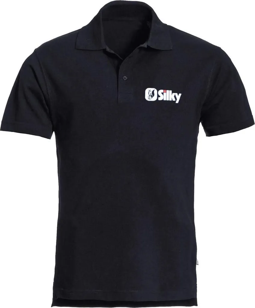 Polo Silky Noir avec Logo Brodé - Coupe Ajustée et Finition Premium