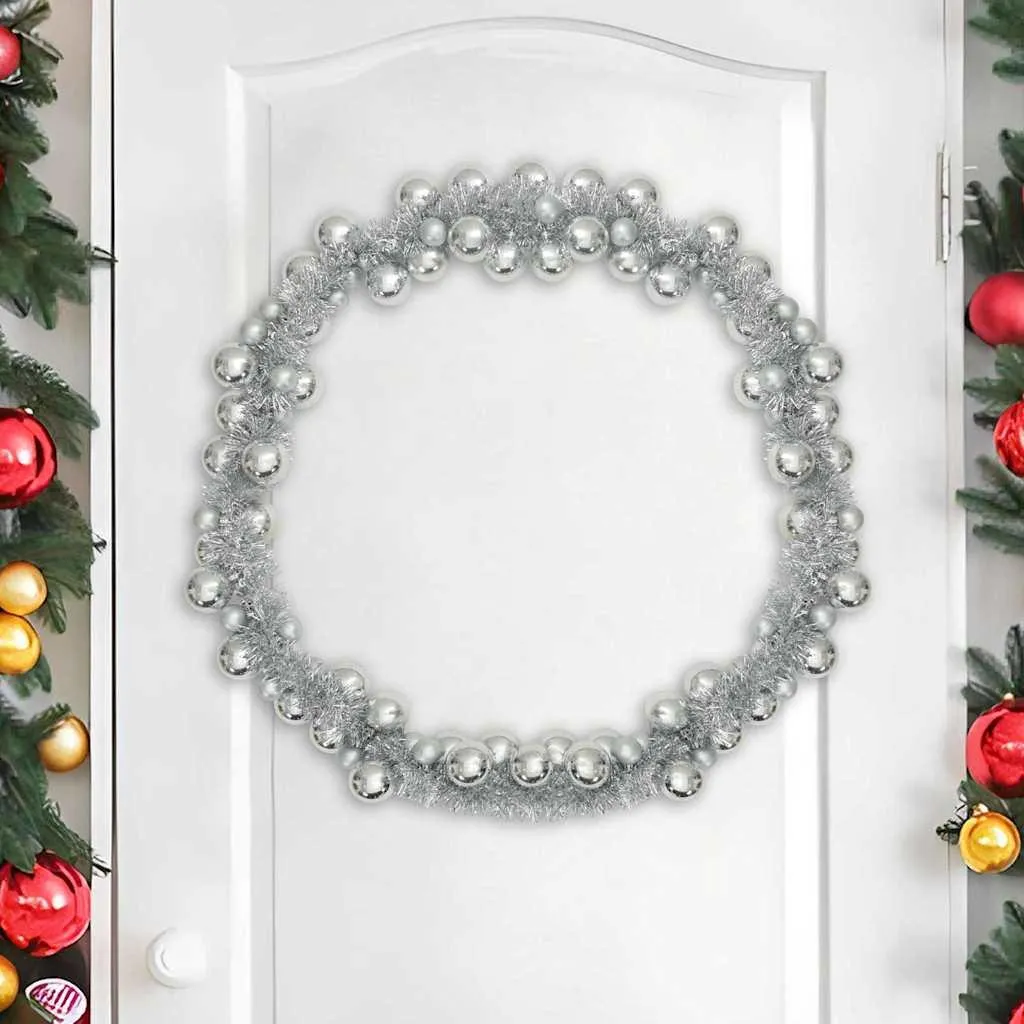 Guirlande de boules de Noël argent 186 cm en polystyrène incassable