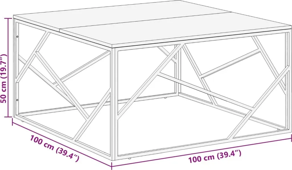 Coffee Table Design Acciaio Inox e Legno Massiccio Minimalista - 6