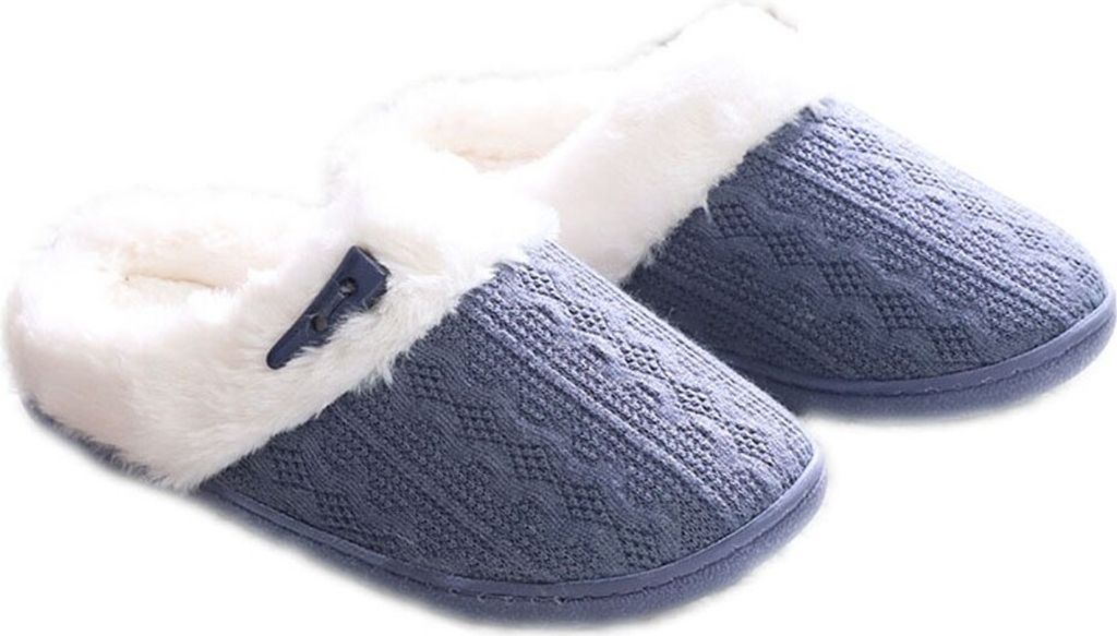 ASKSA Damen Herren Winter Hausschuhe Warm Plüsch Slipper Memory Foam Pantoffeln, Blau, Größe: 38-39
