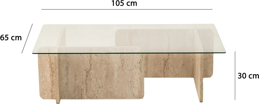 Table basse robuste en travertin et verre 105 cm : design durable - 8