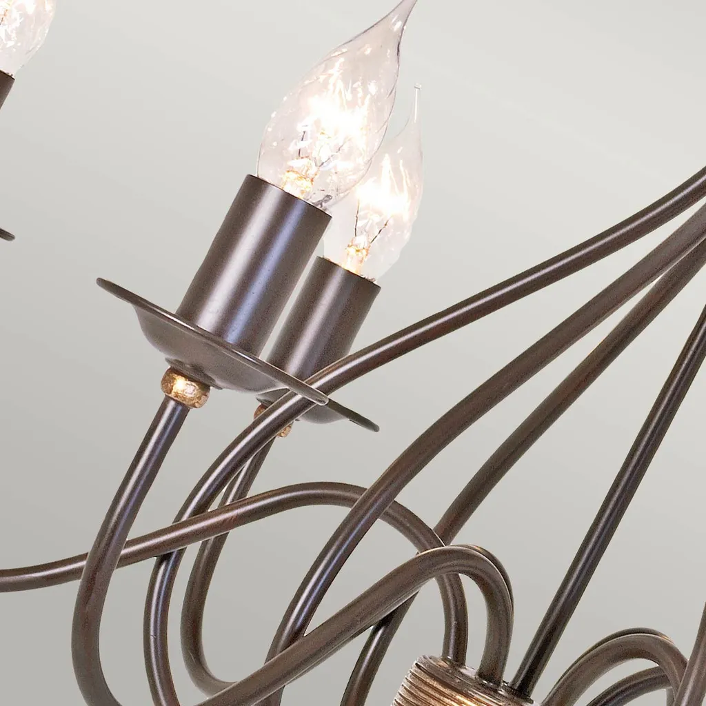 Lustre Windermere Elstead 6 lumières E14 rouille et or 199cm de haut
