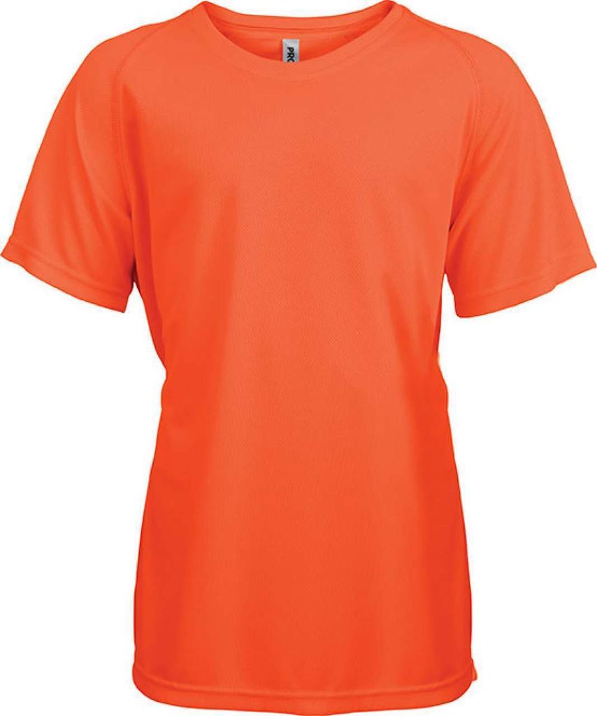 Proact Jungen T-Shirt Kinder T Kids Basic Sommer Kurzarm Rundhals, Größe:8/10, Farbe:Fluorescent Orange