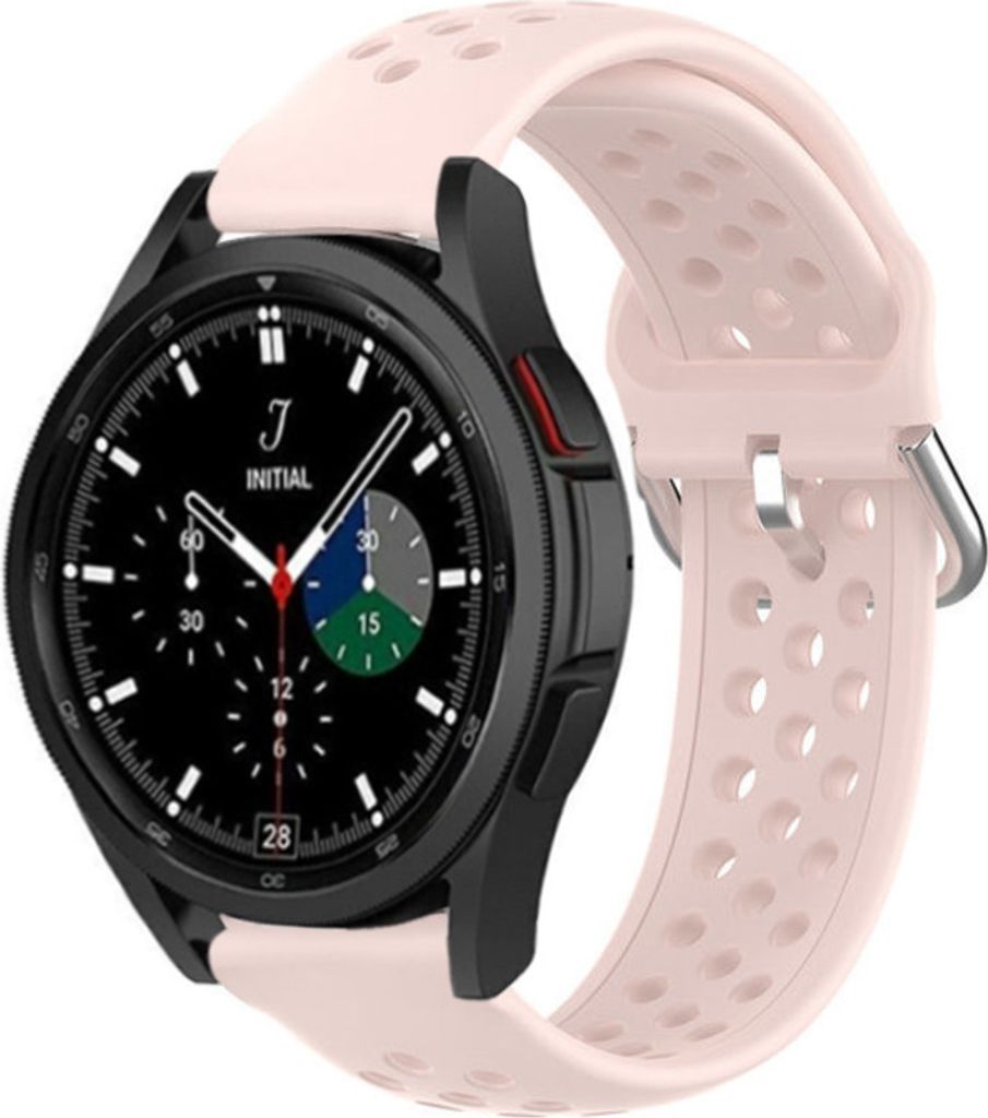 Strap-it Samsung Galaxy Watch 4 Classic 42mm Silikonarmband mit Löchern (Hellrosa)