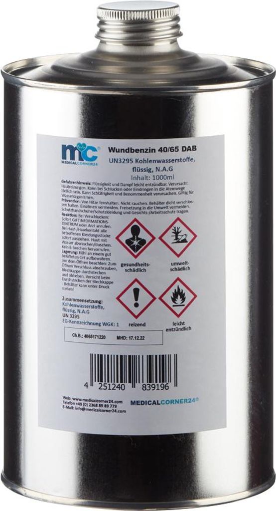 MC24 Wundbenzin 40/65, UN3295, flüssiges Lösungsmittel, Produktbild 